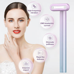 Skincare device with features highlighted on a white background