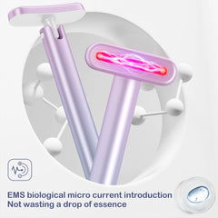 Purple electronic device with a glowing red light on a white background