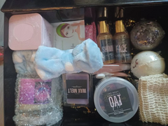Gift set beauty products bottles,bar soap, bath bomb